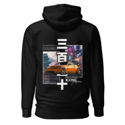 Hoodie noir 350Z orange