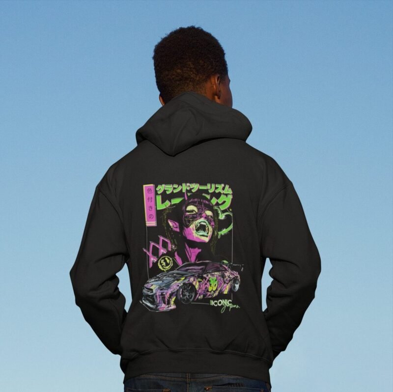 back of a black man wearing a hoodie mockup outdoors a9285b e1744387891798 Sweat à Capuche GTR R35 Succube version 2025