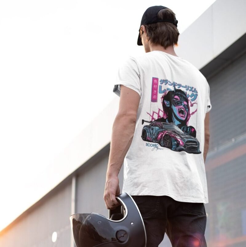 back t shirt mockup of a man about to ride his bike 35207 r el2 e1744388049483 T-shirt blanc GTR R35 Succube version 2024