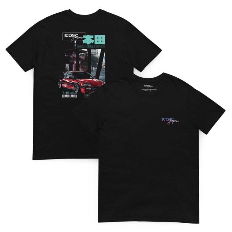 unisex basic softstyle t shirt black front and back 6801fbb866198 T-shirt noir civic ED rouge