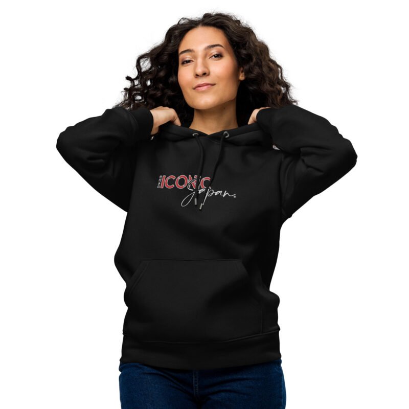 unisex essential eco hoodie black front 65c75f9bd4c3b Sweat à capuche noir Iconic Japan Brodé