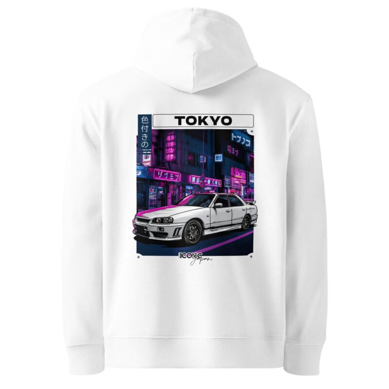 unisex essential eco hoodie white back 6720ff59da3b9 Sweat à capuche R34 Sedan coupe hiver blanc