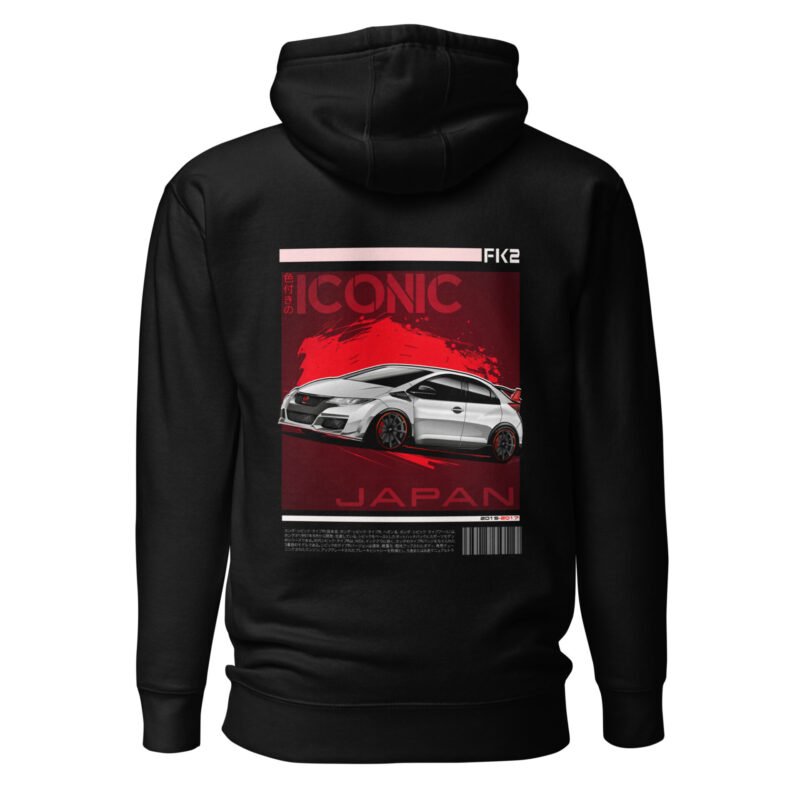 unisex premium hoodie black back 67b46e6722ebb Sweat à Capuche Civic FK2 mi-saison noir