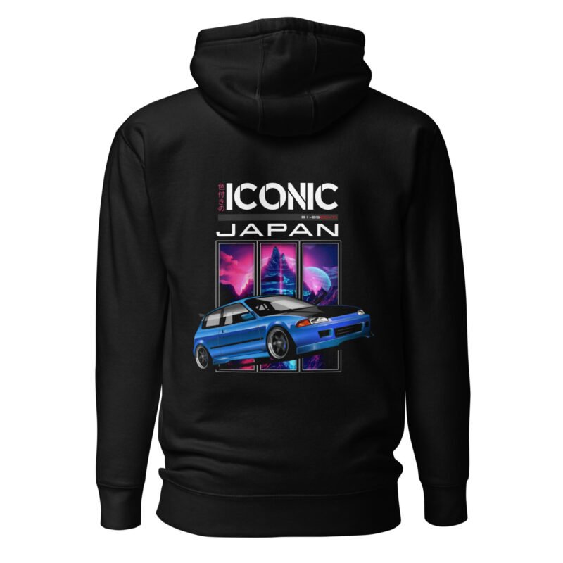 unisex premium hoodie black back 67b6278e7e9d0 Sweat à Capuche Civic EG6 bleue mi-saison