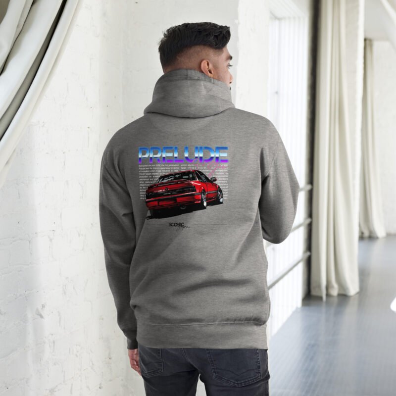 unisex premium hoodie carbon grey back 66aa458e7c793 Sweat à capuche mi-saison gris Prelude 3G