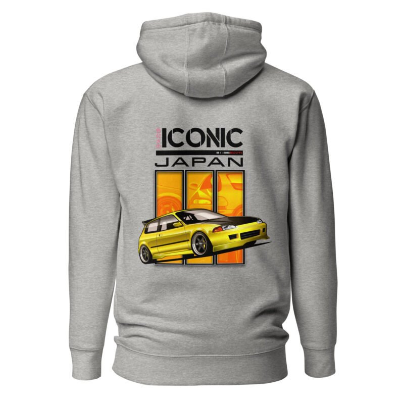 unisex premium hoodie carbon grey back 67b62183b8628 Sweat à Capuche Civic EG6 jaune mi-saison