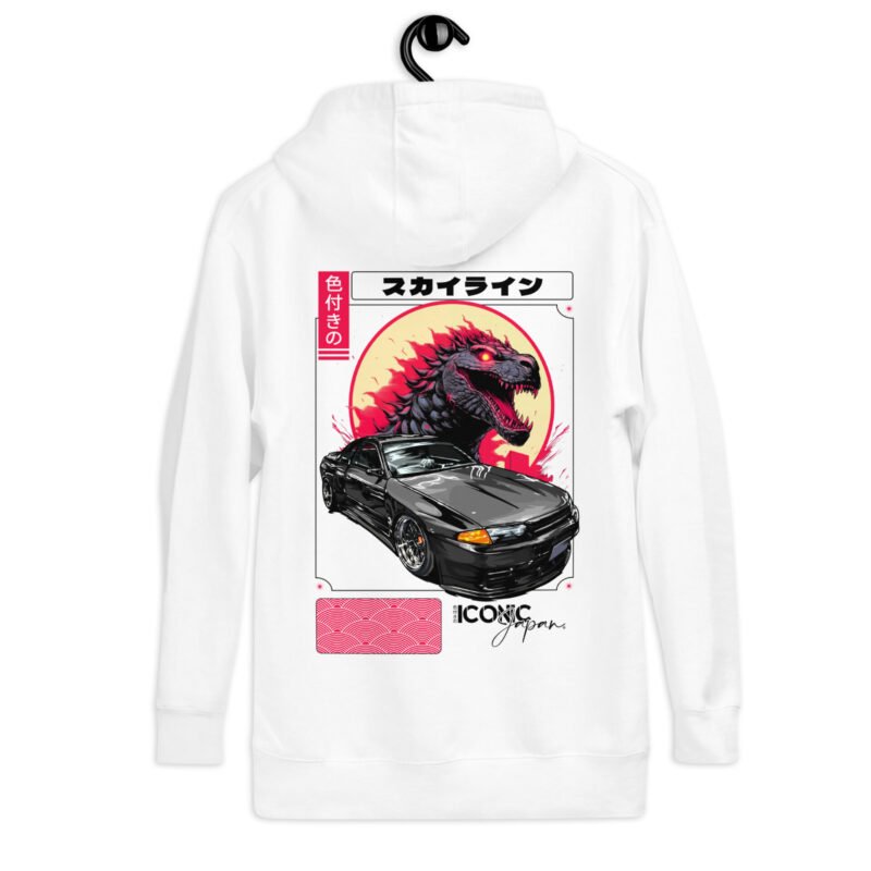 unisex premium hoodie white back 66044651d5936 Sweat à capuche Skyline R32 blanc ou gris