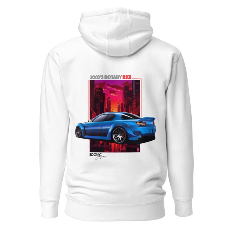 unisex premium hoodie white back 66a1281b8040d Sweat à Capuche mi-saison RX8 blanc