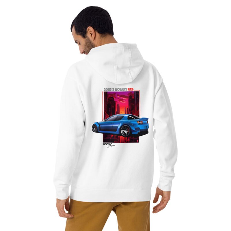 unisex premium hoodie white back 66a1281b89369 Sweat à Capuche mi-saison RX8 blanc
