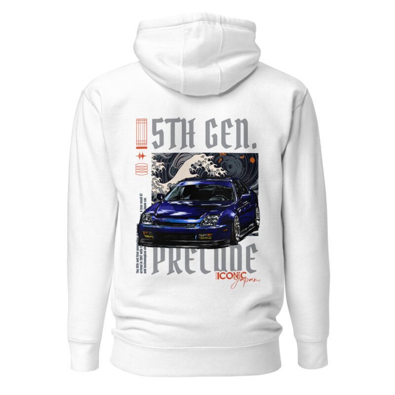 unisex premium hoodie white back 66bdaf2a1a84e Sweat à Capuche blanc mi-saison Prelude 5g bleue