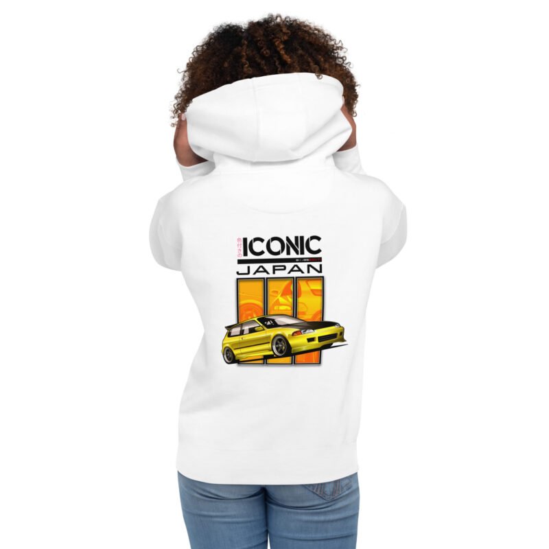 unisex premium hoodie white back 67b62183ba880 Sweat à Capuche Civic EG6 jaune mi-saison