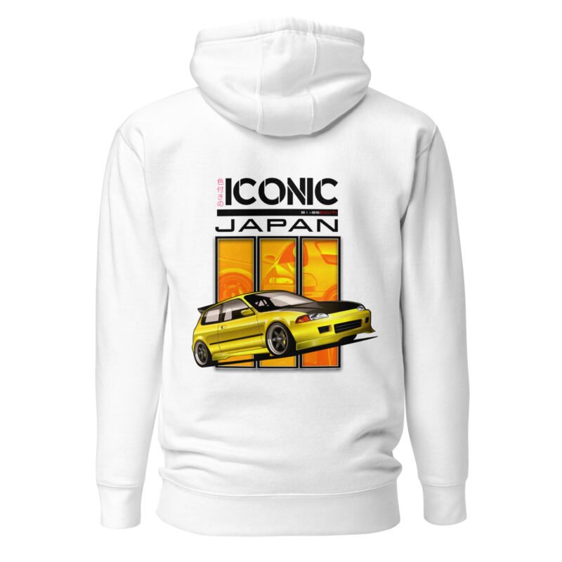 unisex premium hoodie white back 67b62183c3b8b Sweat à Capuche Civic EG6 jaune mi-saison
